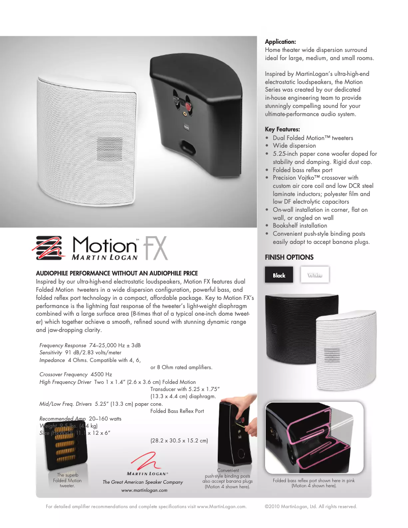 Page n°1 - Fiche technique Martin Logan Motion FX