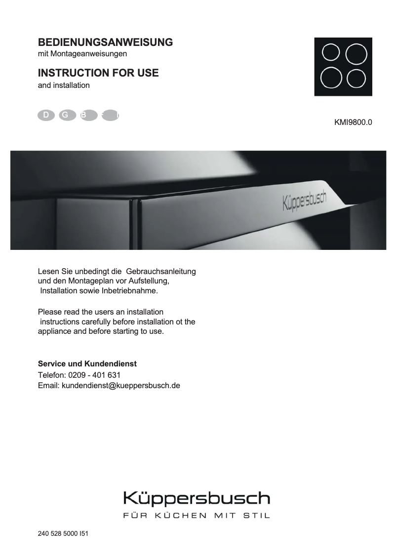 Página 1 del manual Manual de usuario Küppersbusch KMI9800.0SR