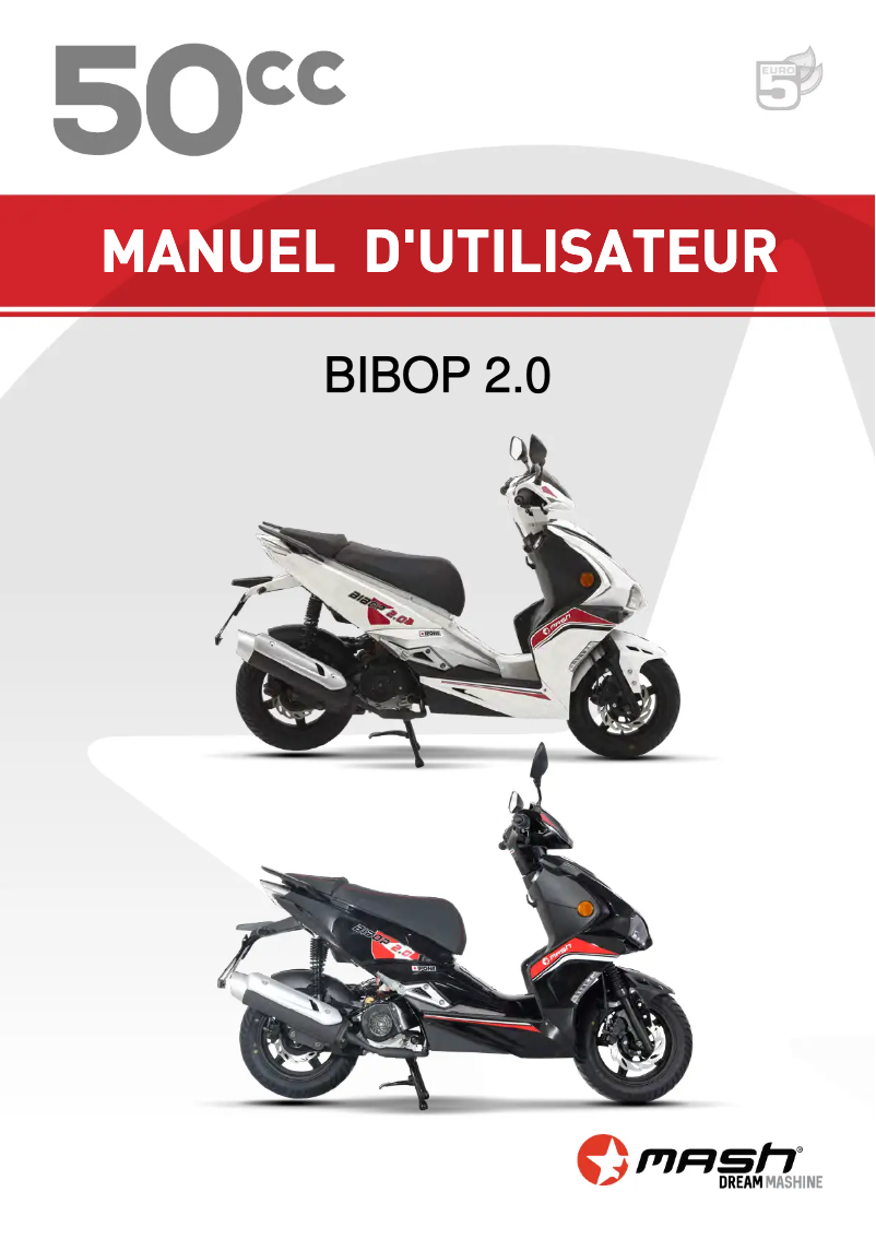 Image de la première page du manuel de l'appareil Bibop 50cc (2021)