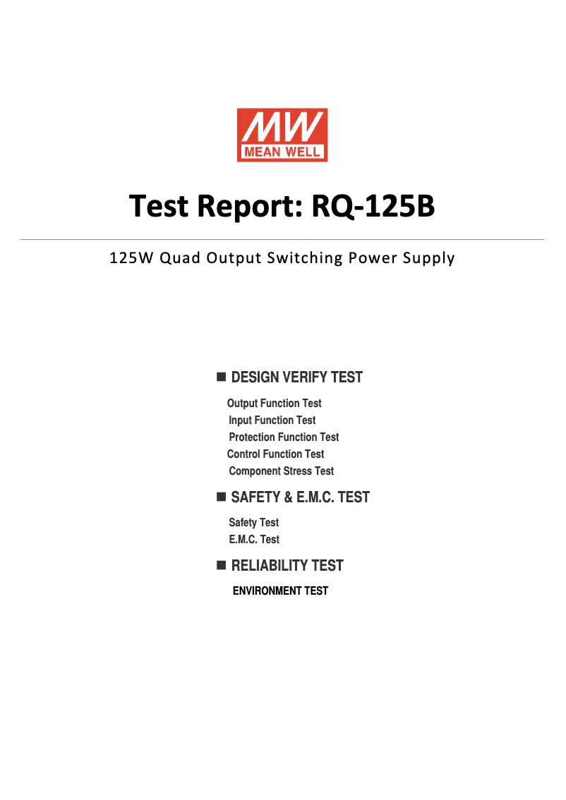 Page n°1 - Fiche technique Mean Well RQ-125B