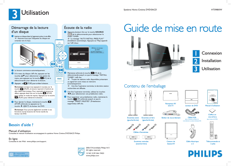 Page n°1 - Guide de démarrage rapide Philips Cineos HTS9800W