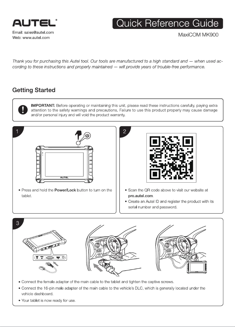Page 1 de la notice Guide de démarrage rapide Autel MaxiCOM MK900