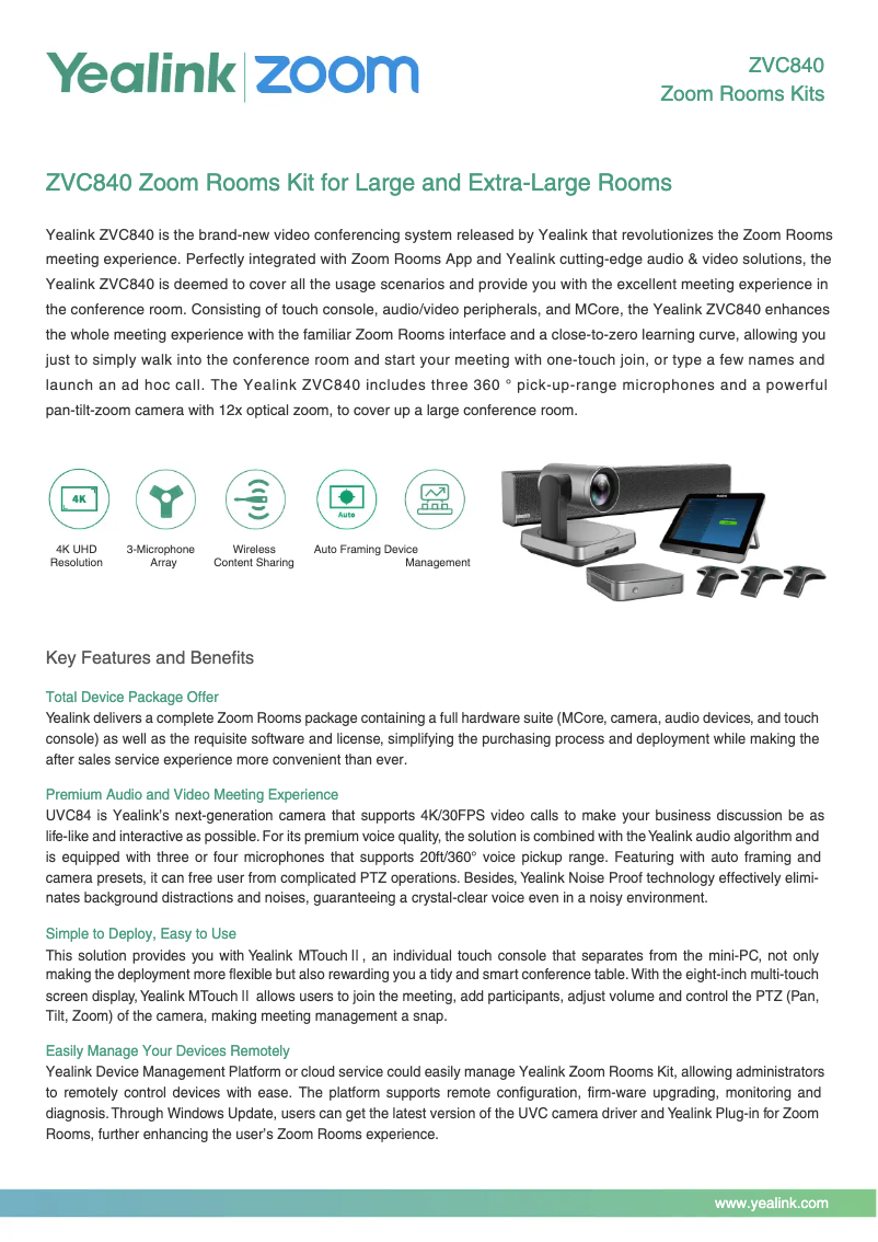 Image de la première page du manuel de l'appareil Zoom ZVC840