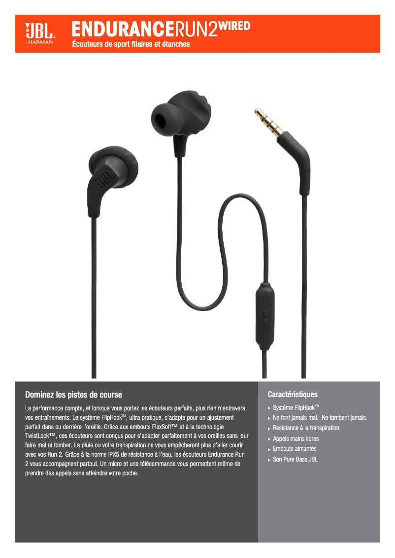 Image de la première page du manuel de l'appareil Endurance Run 2 Wired