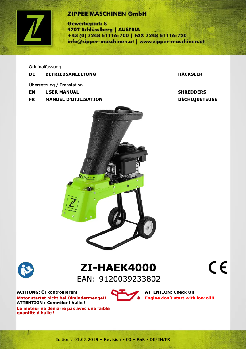 Image de la première page du manuel de l'appareil ZI-HAEK4000