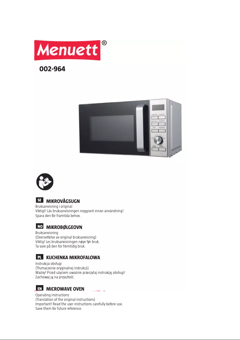 Page n°1 - Manuel utilisateur Menuett 002-964