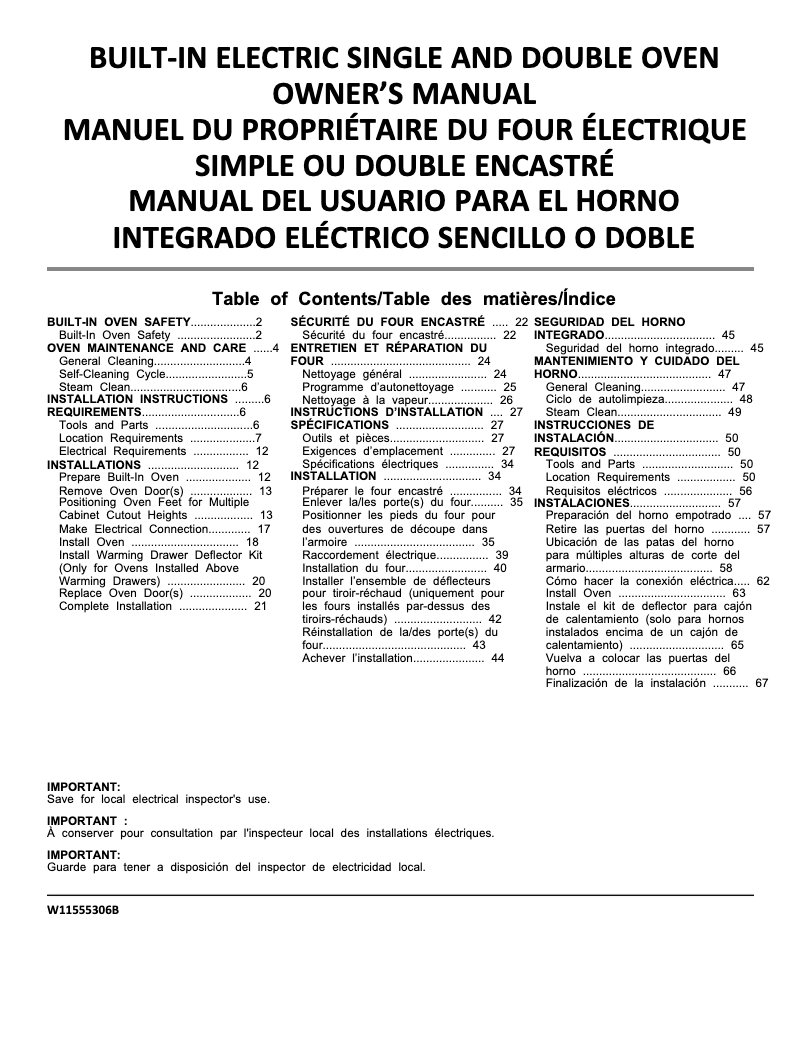Image de la première page du manuel de l'appareil WOES5027LW