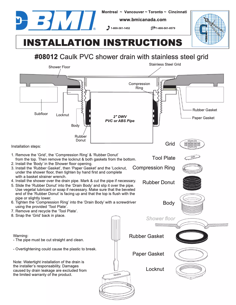 Page 1 de la notice Manuel utilisateur BMI 08012