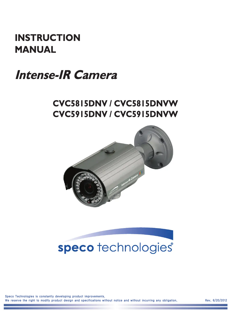 Page 1 de la notice Manuel utilisateur Speco Technologies CVC5815DNV