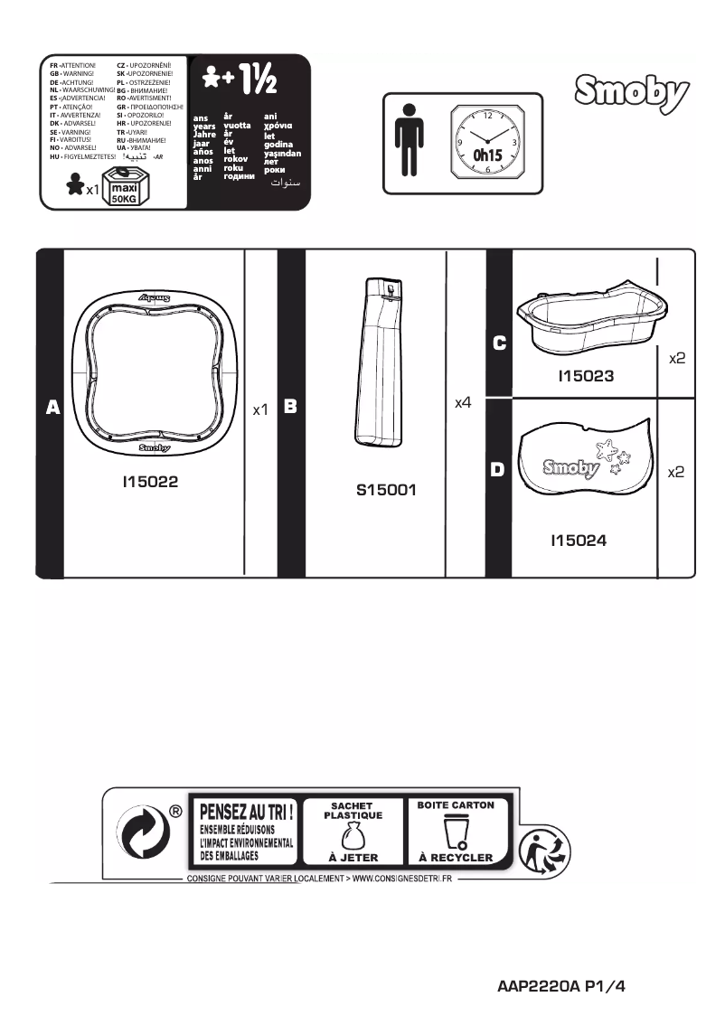 Page 1 de la notice Manuel utilisateur Smoby 840107