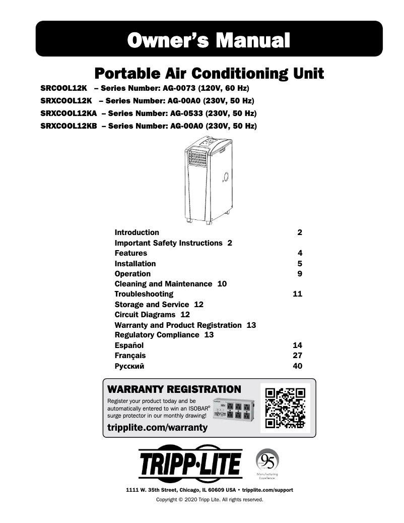 Página 1 del manual Manual de usuario Tripp Lite SRCOOL12K