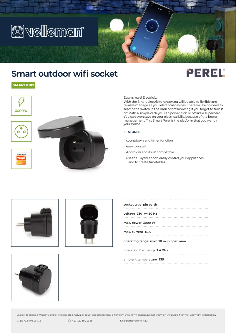 Página 1 del manual Ficha técnica Perel SMART1002