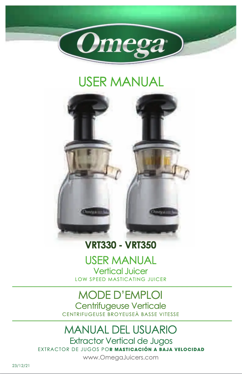 Page n°1 - Manuel utilisateur Omega VRT350