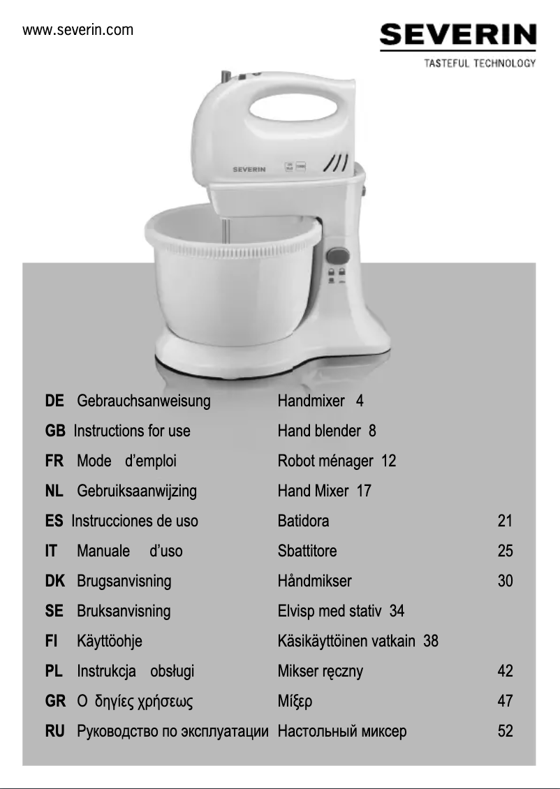 Page 1 de la notice Mode d'emploi Severin HM 3816