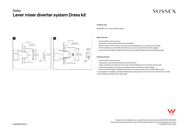 Image de la première page du manuel de l'appareil BLMDSRH