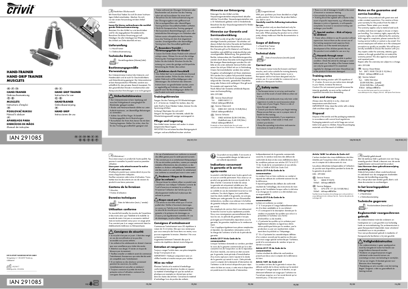 Page 1 de la notice Manuel utilisateur Crivit Hand-Trainer