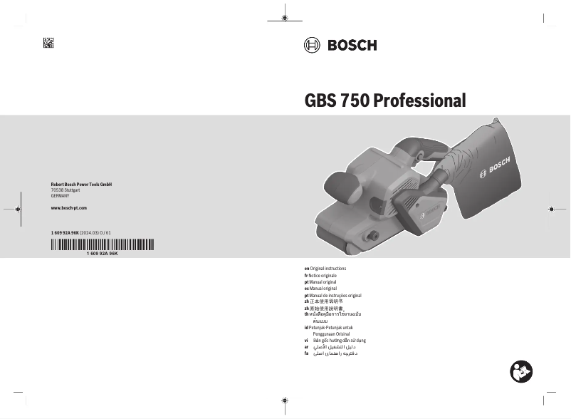 Page n°1 - Manuel utilisateur Bosch GBS 750 Professional
