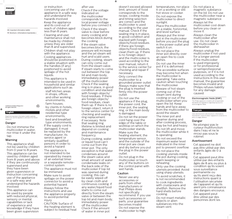 Page 1 de la notice Manuel utilisateur Philips Daily Collection HD4725