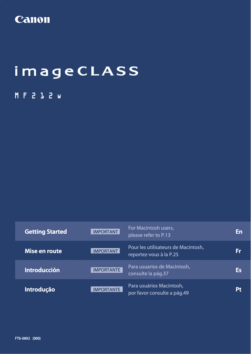 Page n°1 - Manuel utilisateur Canon imageCLASS MF212w