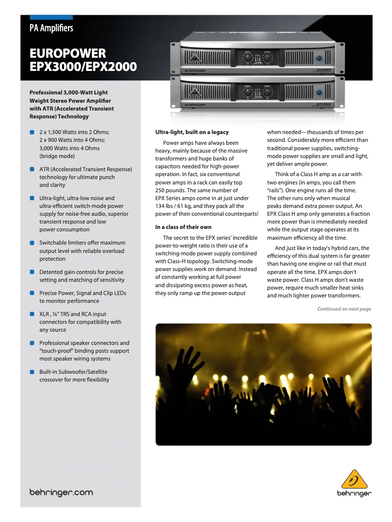 Page n°1 - Brochure Behringer Europower EPX3000