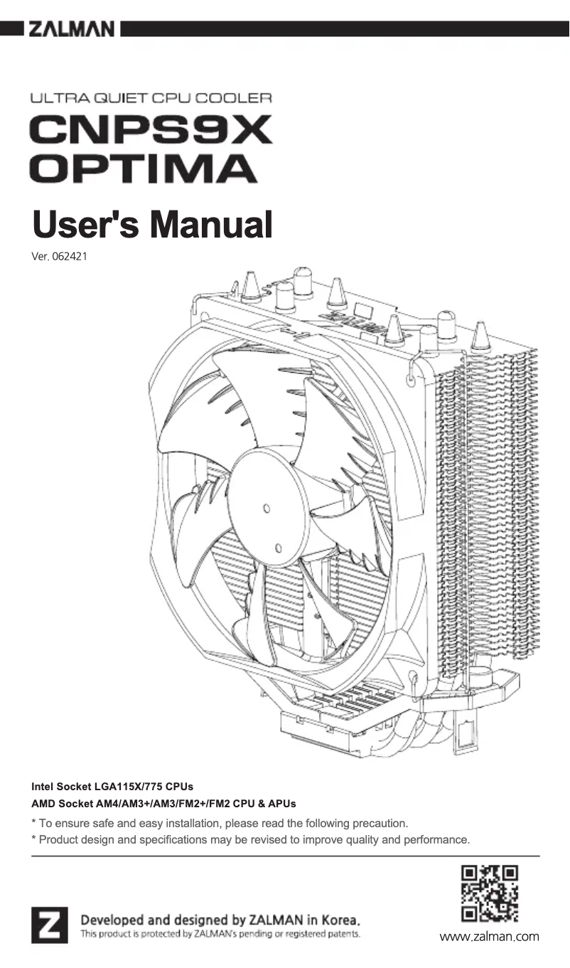 Page 1 de la notice Manuel utilisateur Zalman CNPS5X Performa