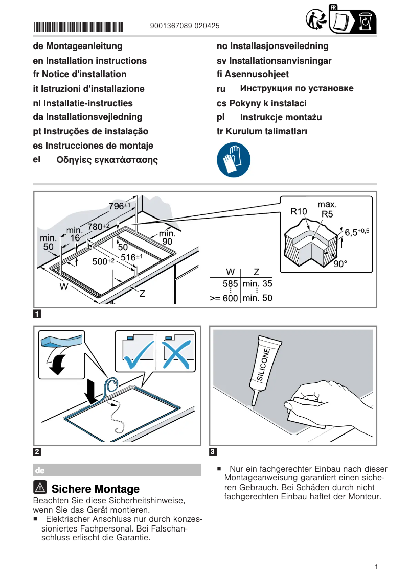 Page 1 of the manual Instructions / Assembly Neff T18PT16X0