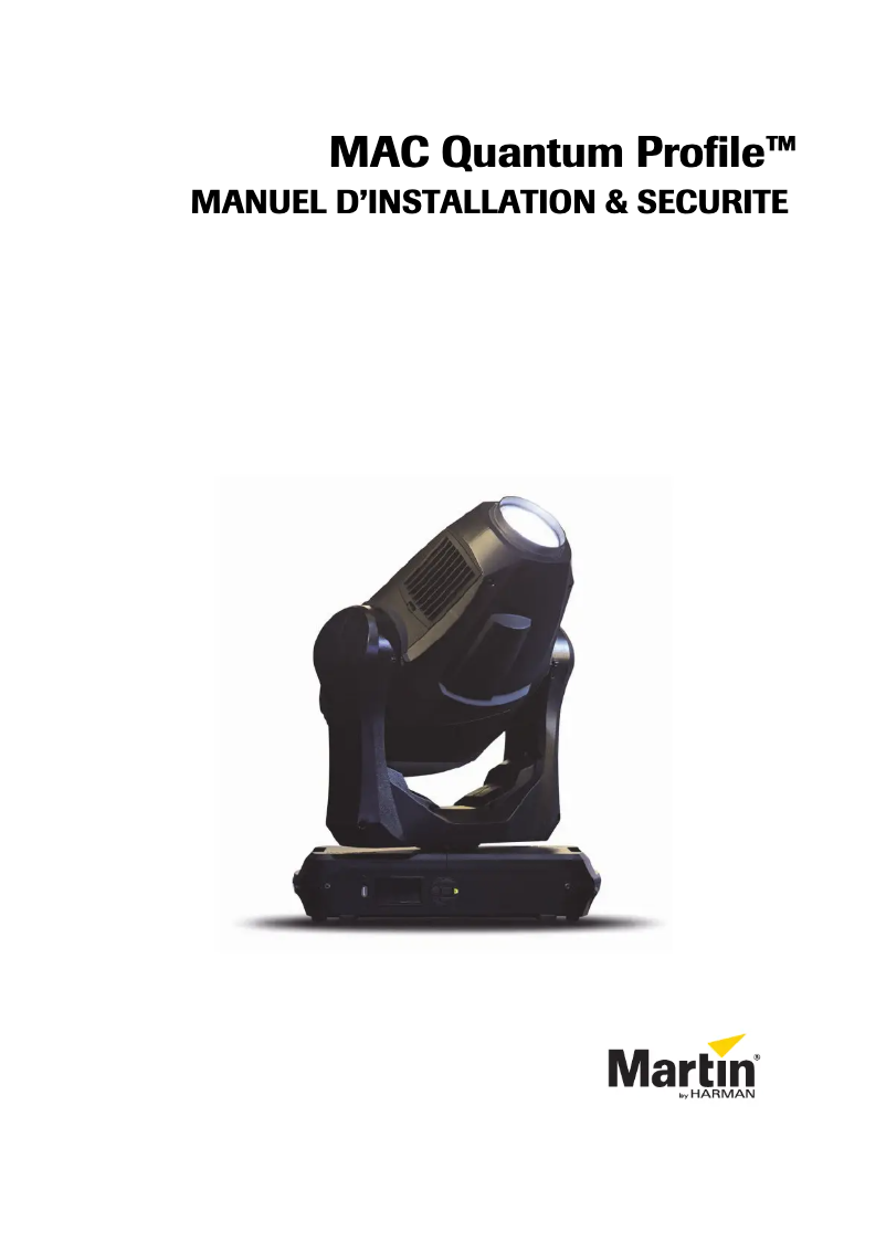 Image de la première page du manuel de l'appareil MAC Quantum Profile