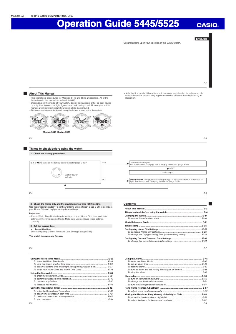 Image de la première page du manuel de l'appareil G-Shock GAS-100-1A