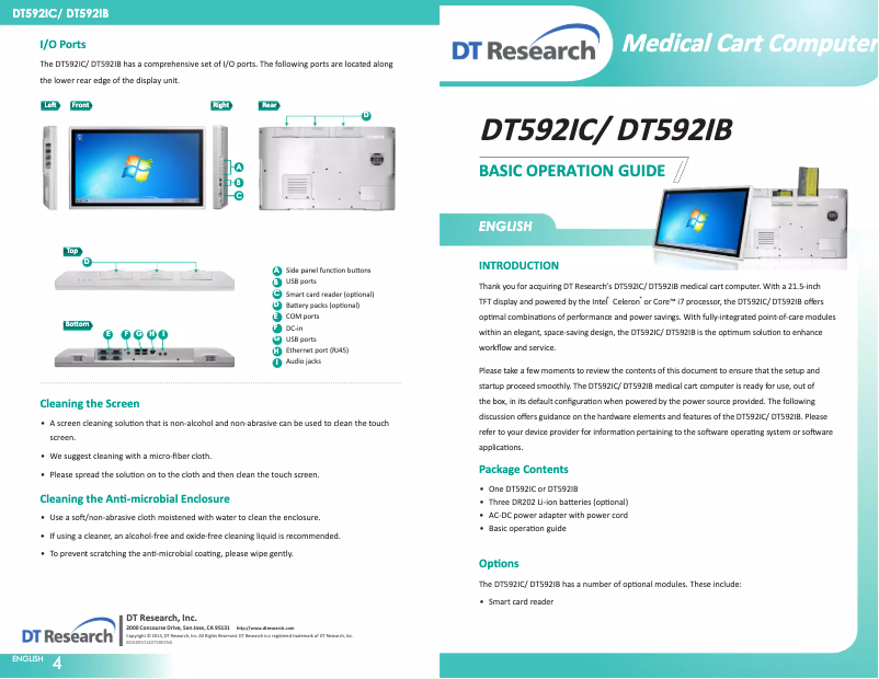 Page 1 de la notice Manuel utilisateur DT Research DT592IB