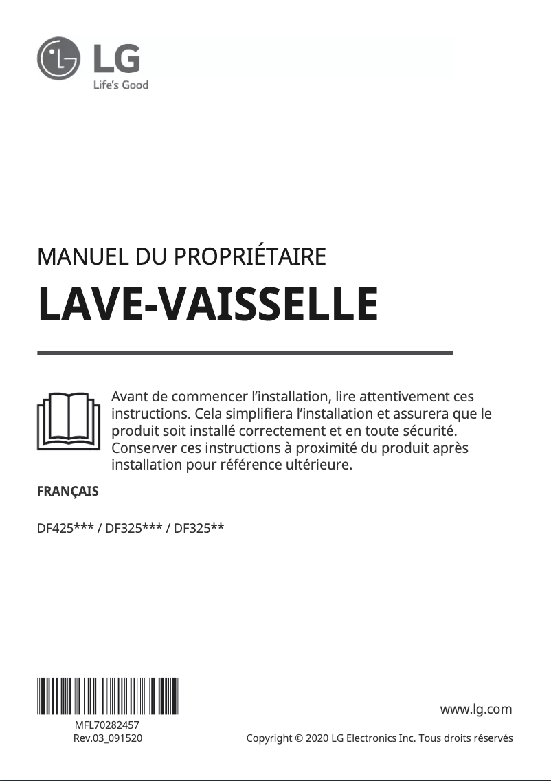 Page n°1 - Manuel utilisateur LG DF325FW