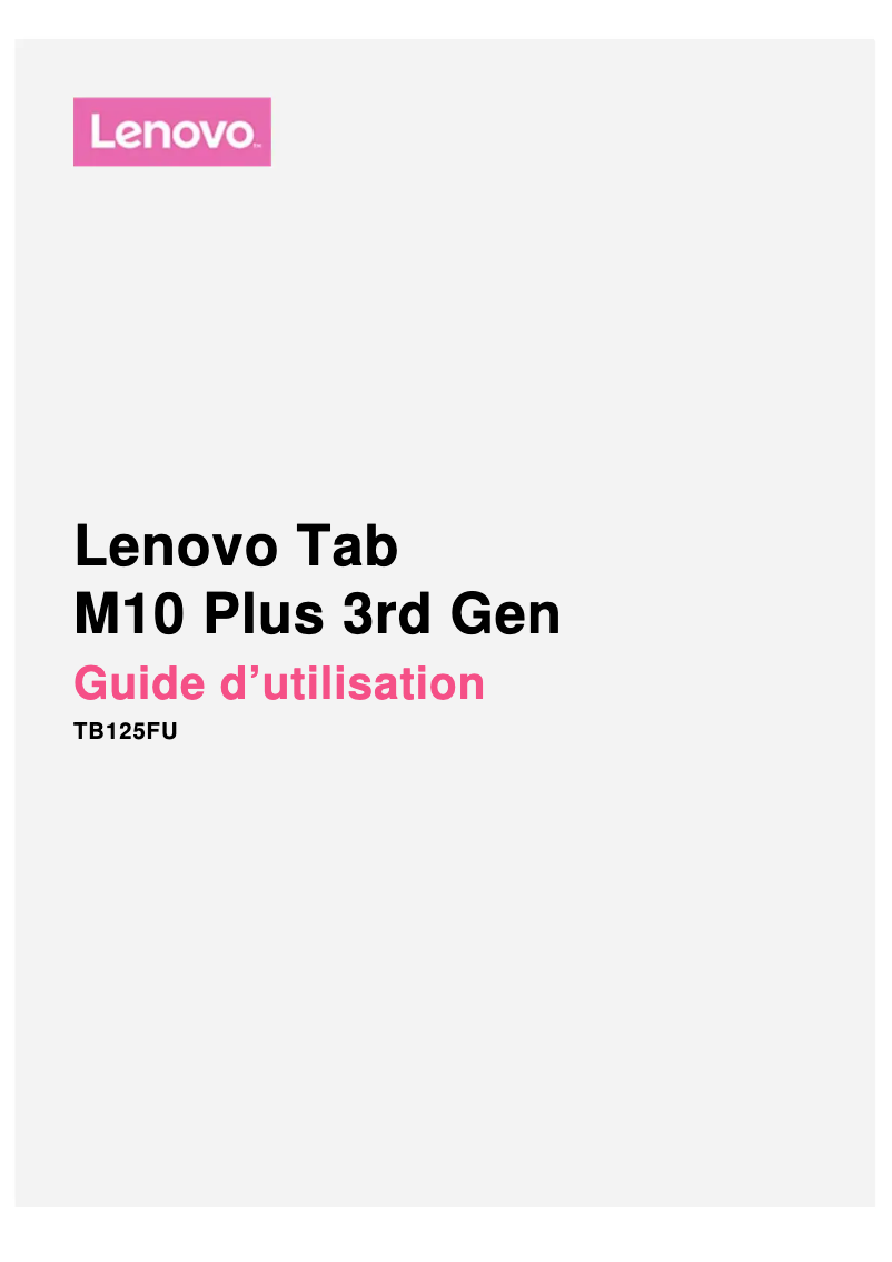 Page 1 de la notice Manuel utilisateur Lenovo M10 Plus