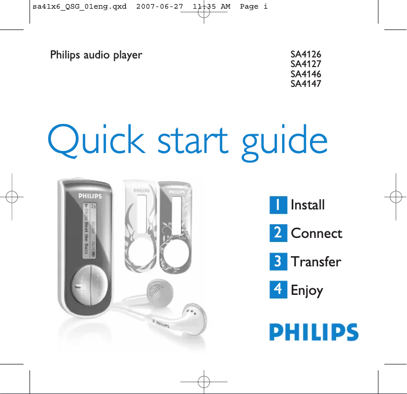 Página 1 del manual Guía de inicio rápido Philips SA4127
