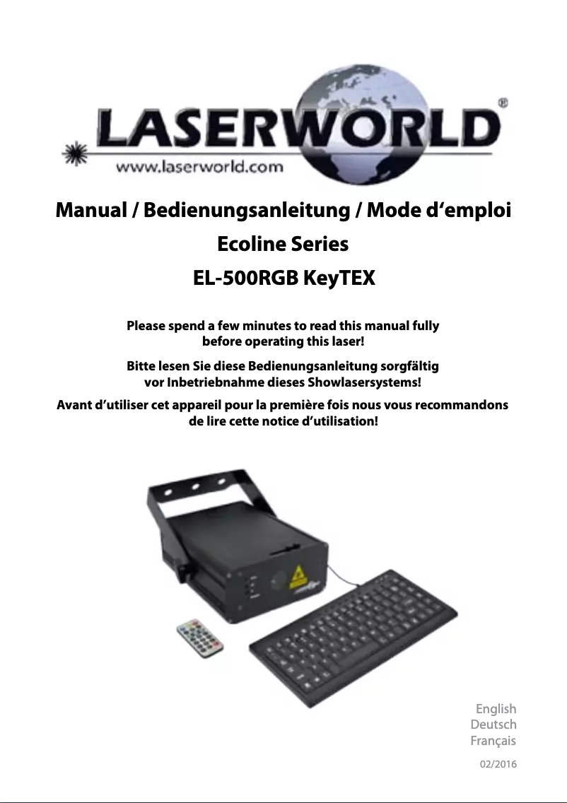 Image de la première page du manuel de l'appareil EL-500RGB KeyTex