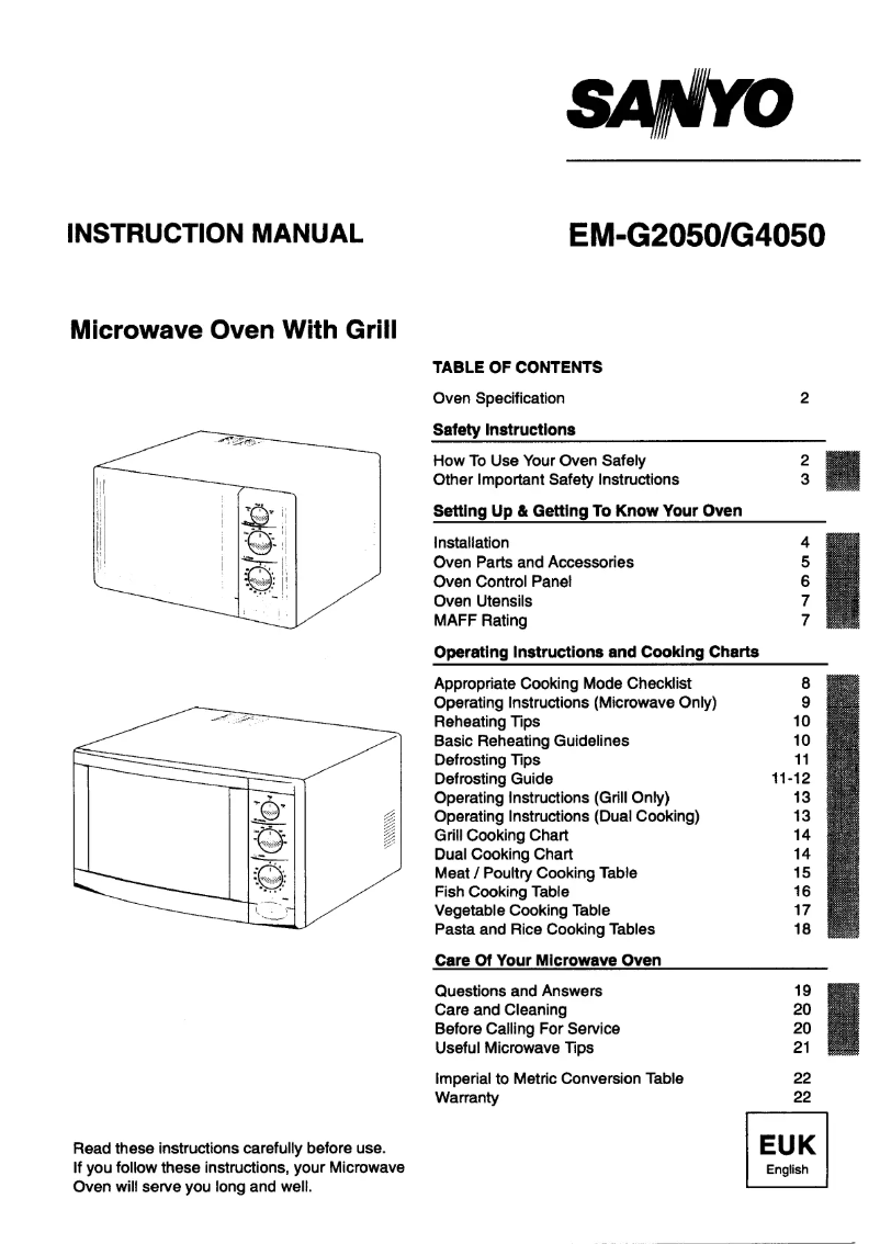 Page 1 of the manual User Manual Sanyo EM-G4050