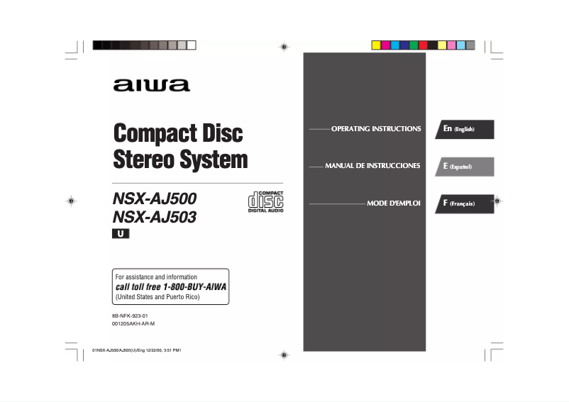 Image de la première page du manuel de l'appareil NSX-AJ500