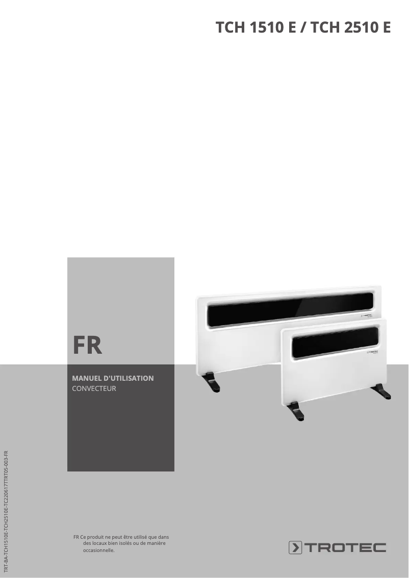 Page 1 de la notice Manuel utilisateur Trotec TCH 2510 E