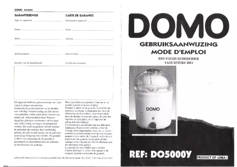 Page 1 de la notice Manuel utilisateur Domo DO5000Y