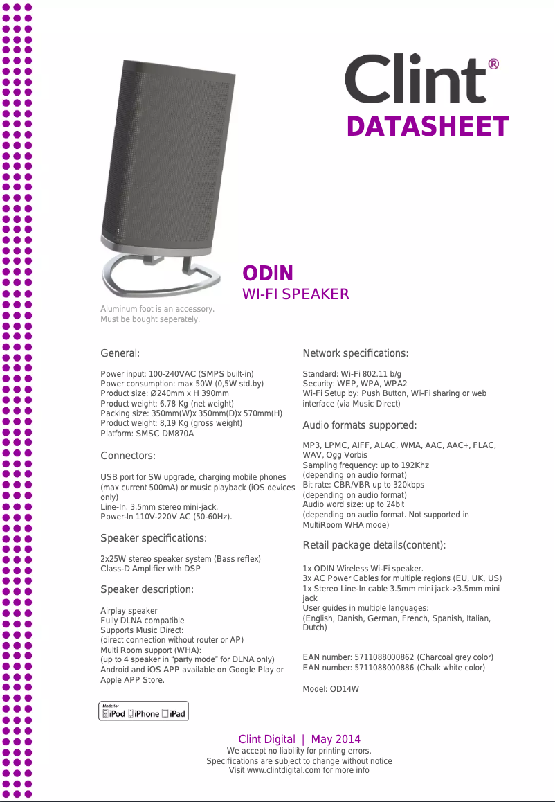 Image de la première page du manuel de l'appareil ODIN
