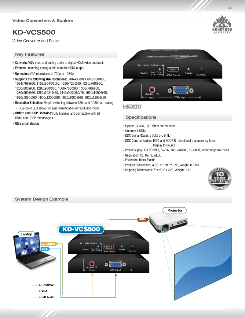 Page 1 de la notice Manuel utilisateur Key Digital KD-VCS500