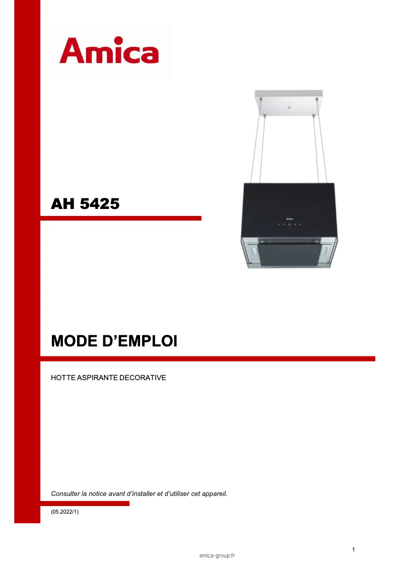 Page n°1 - Manuel utilisateur Amica AH5425