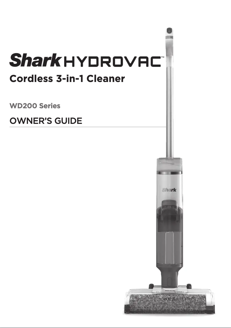 Page 1 de la notice Manuel utilisateur Shark Hydrovac Cordless Pro WD201