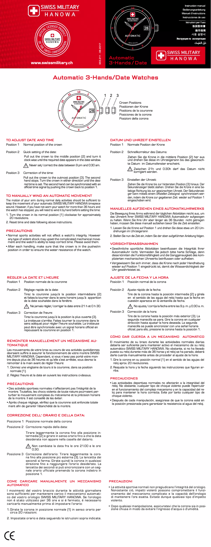 Page n°1 - Manuel utilisateur Swiss Military Hanowa Triton Automatic