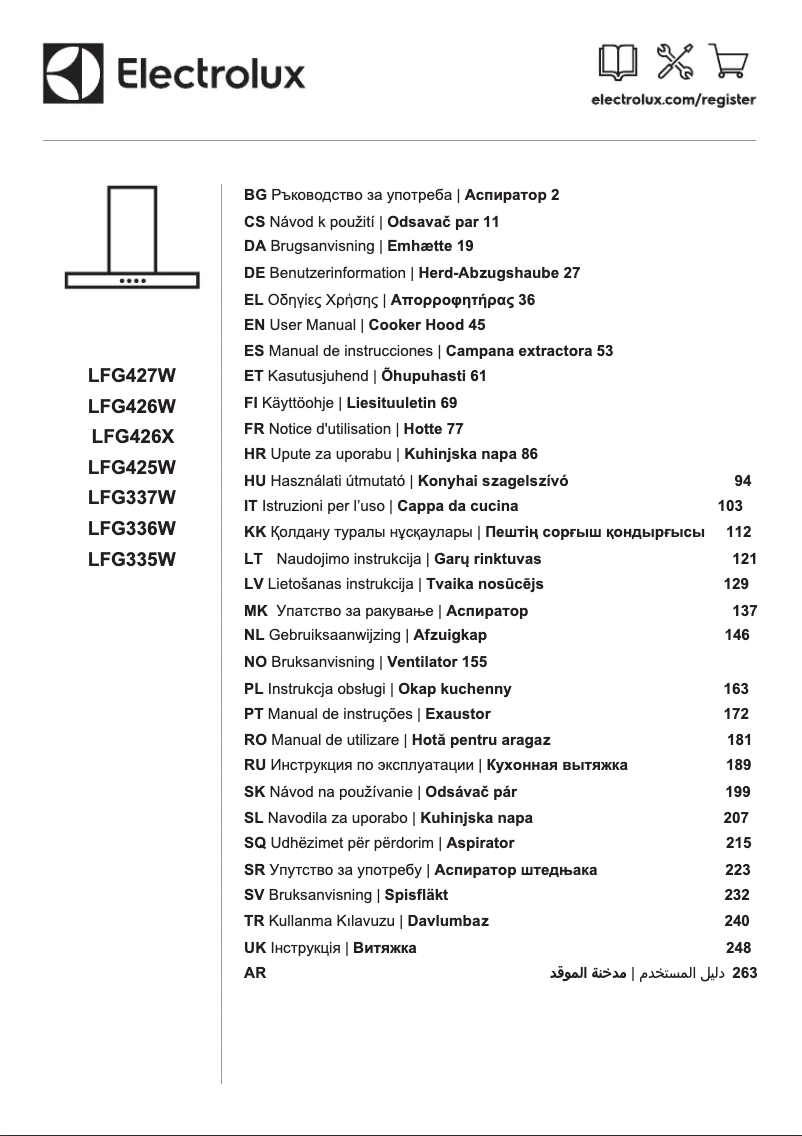 Page 1 de la notice Manuel utilisateur Electrolux LFG337W