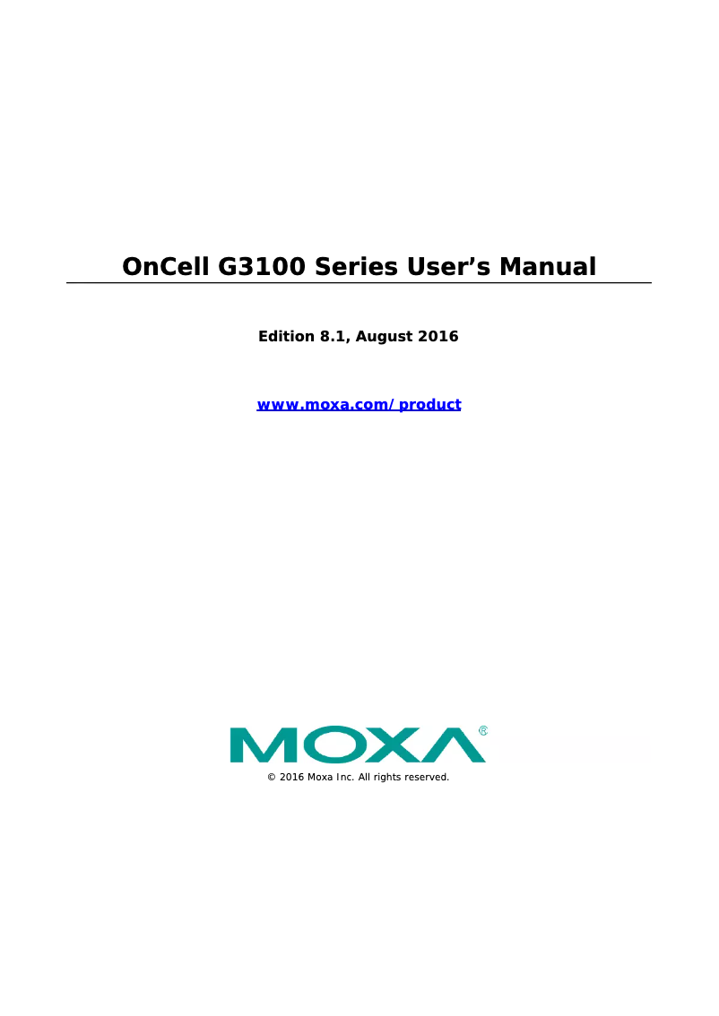 Página 1 del manual Manual de usuario Moxa OnCell G3150-HSPA-T