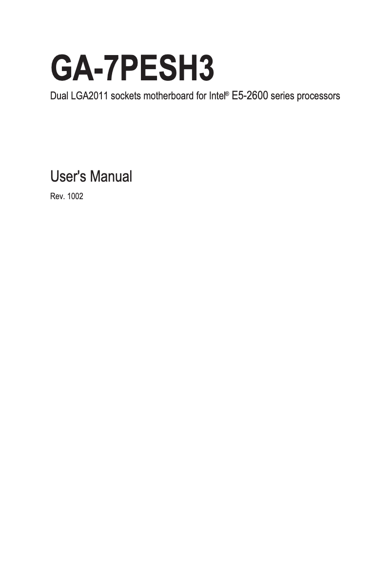 Page n°1 - Manuel utilisateur Gigabyte GA-7PESH3