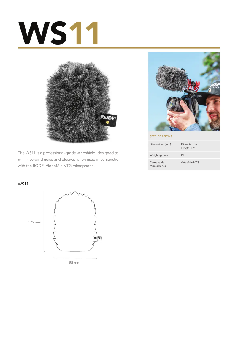 Page 1 de la notice Manuel utilisateur Røde WS11