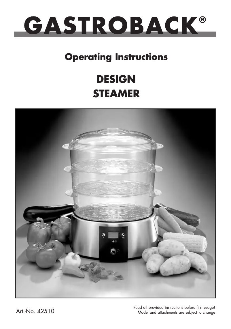 Page 1 de la notice Manuel utilisateur Gastroback Steam Cuisine