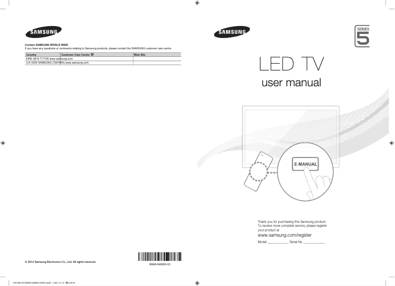 Page 1 de la notice Manuel utilisateur Samsung UE39F5300AK