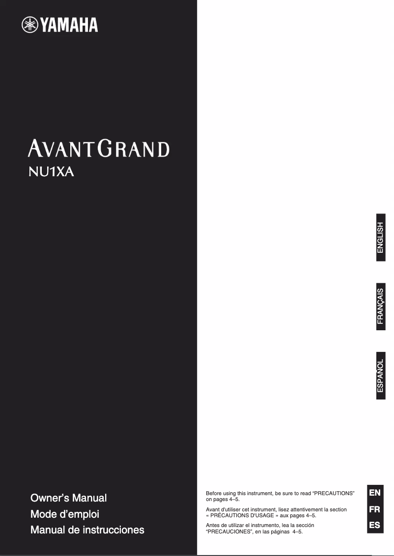 Image de la première page du manuel de l'appareil AvantGrand NU1XA