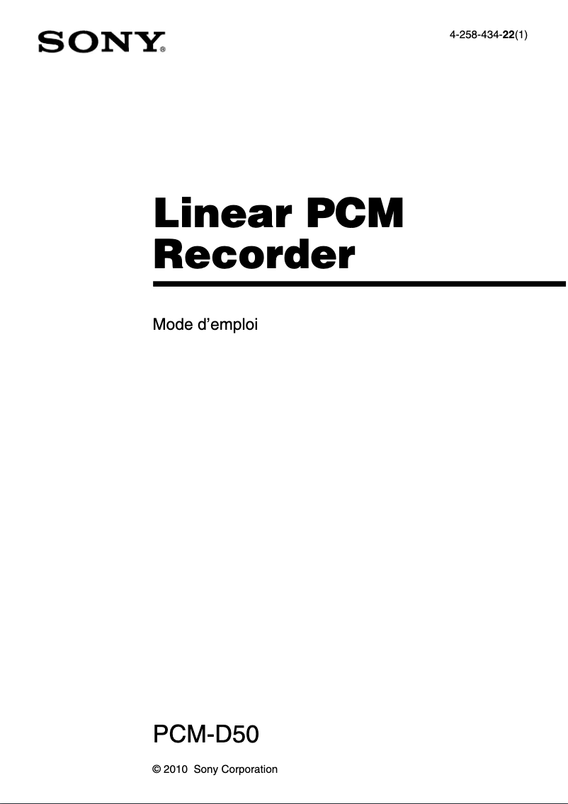 Page n°1 - Manuel utilisateur Sony PCM-D50